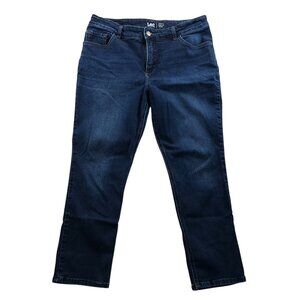 Lee Womens Jeans Size 18W Measured Regular Fit Straight Leg Mid Rise Blue Denim